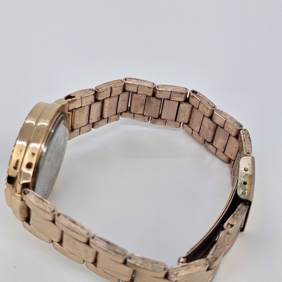 30MM Women's Watch Gold Dial Crystal‎ Bezel Gold Bracelet Band 6.5" New Battery - Picture 13 of 14